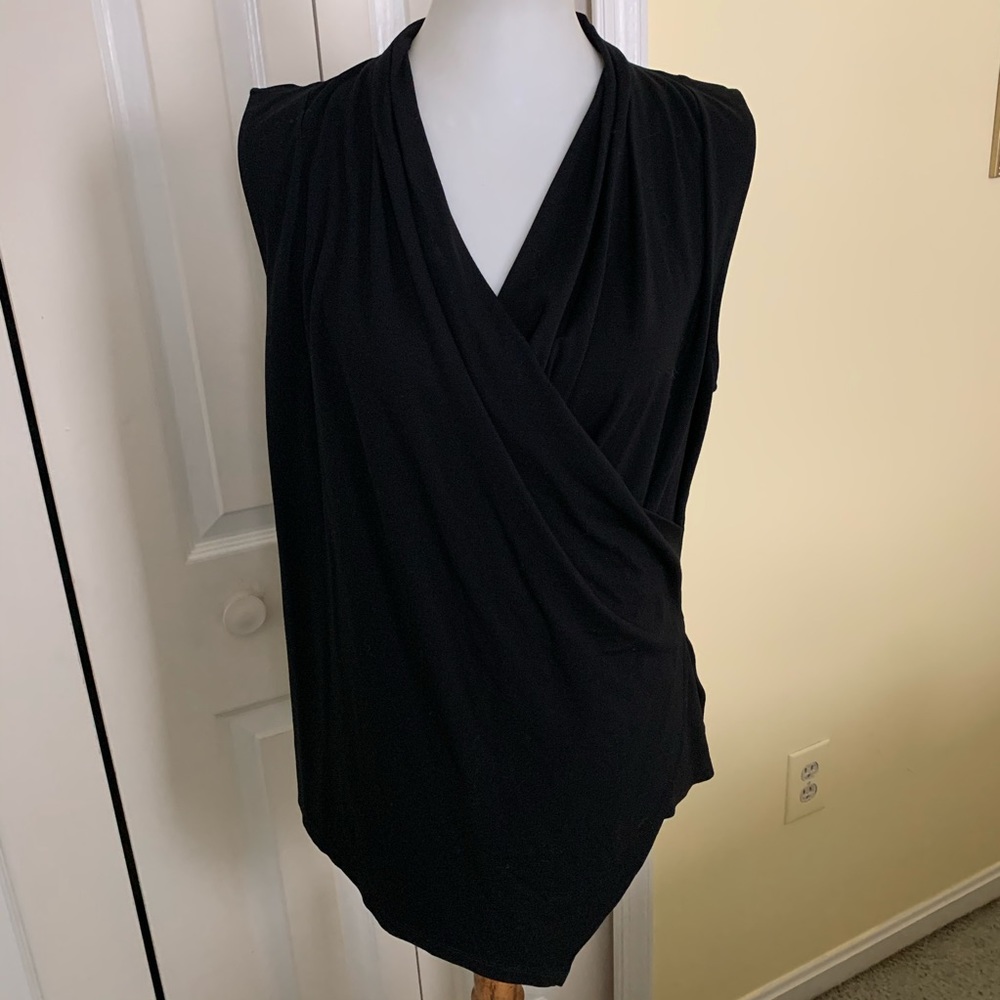 Lauren Ralph Lauren black faux wrap top sz L